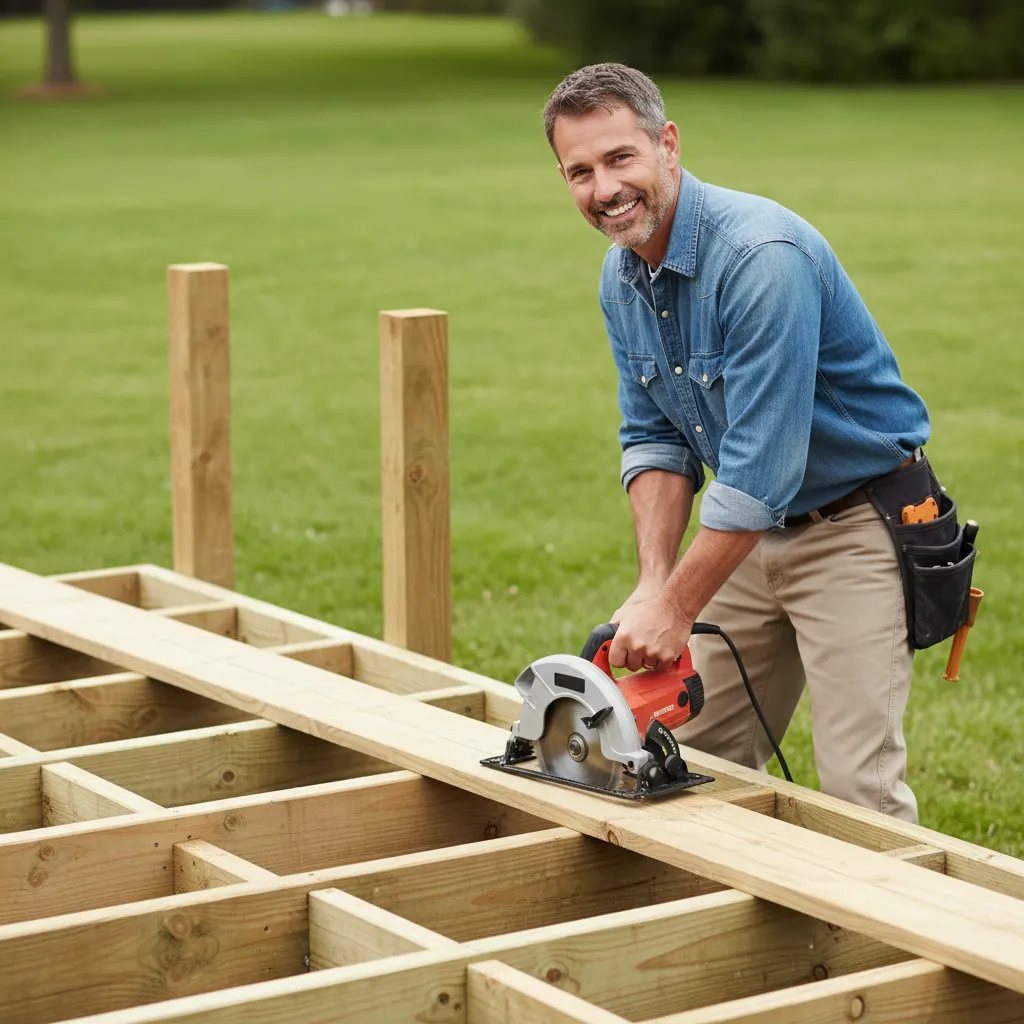 A vetted, licensed deck building professional at work