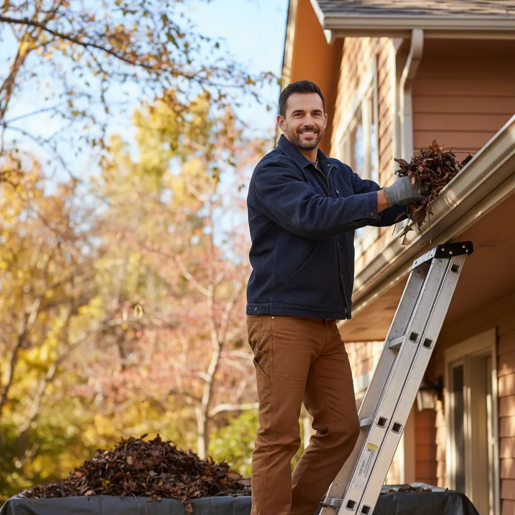 A vetted, licensed gutter cleaning professional at work