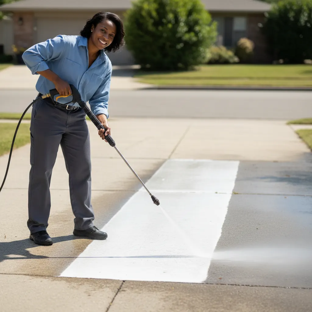 A vetted, licensed pressure washing professional at work