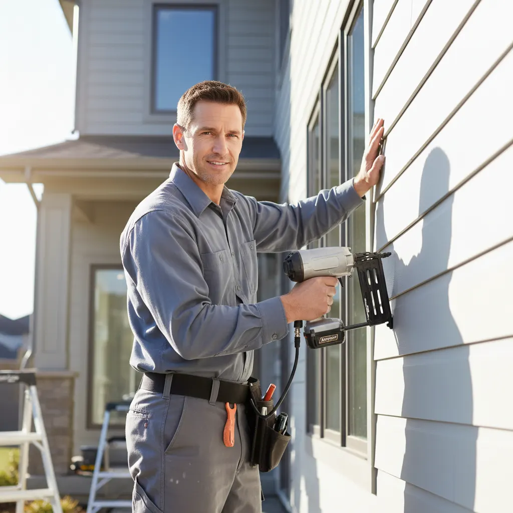 A vetted, licensed siding installation professional at work