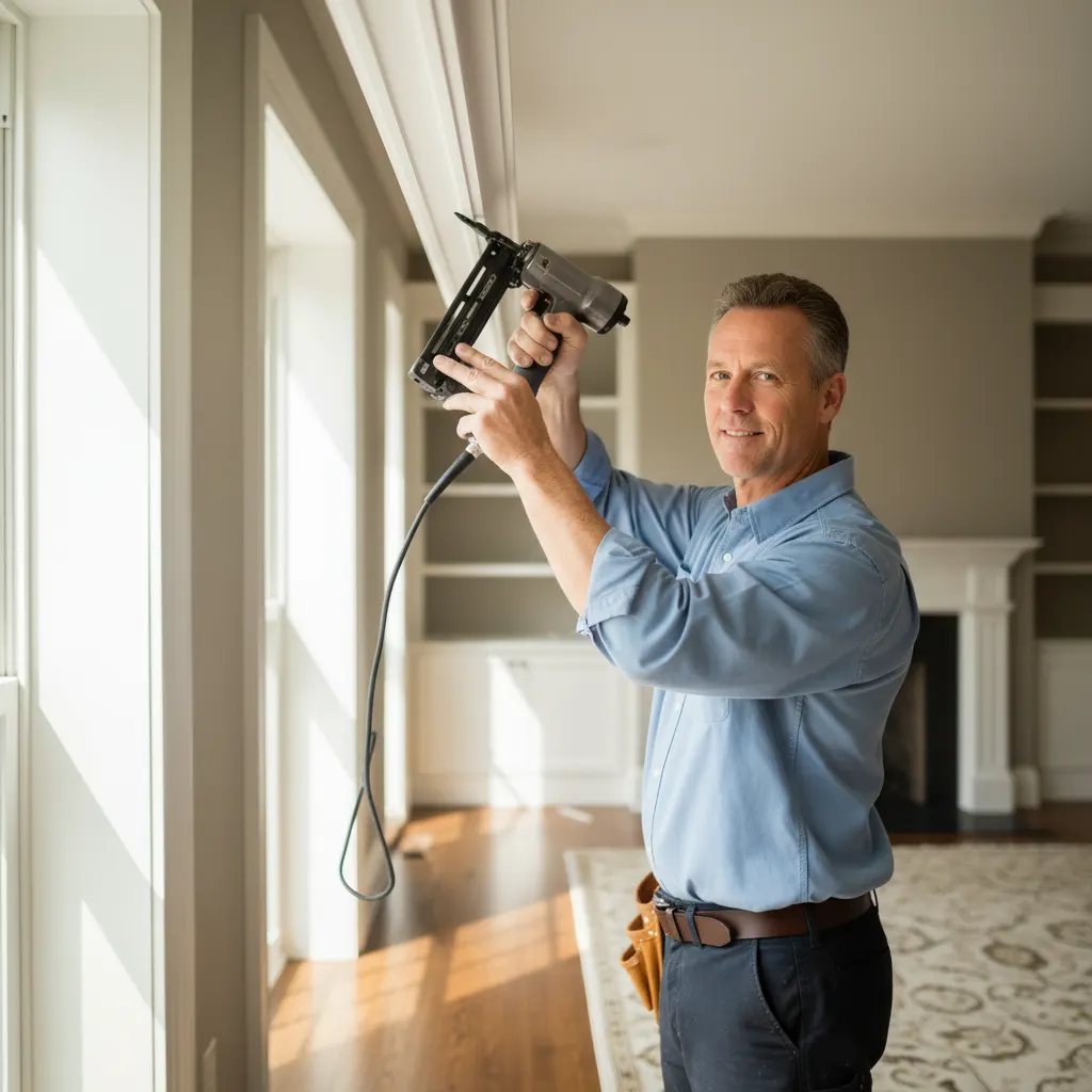 A vetted, licensed trim and molding professional at work